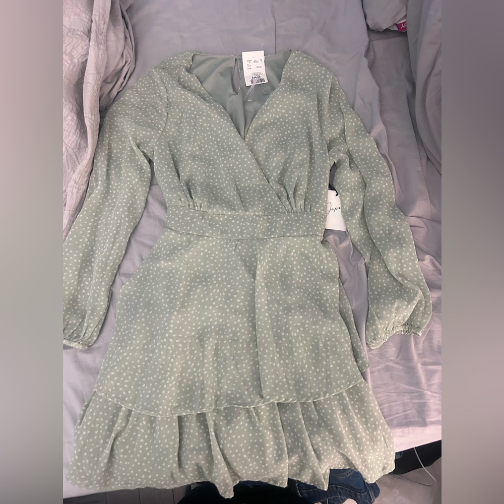 New with Tags - Light Green and White Polka Dot dress